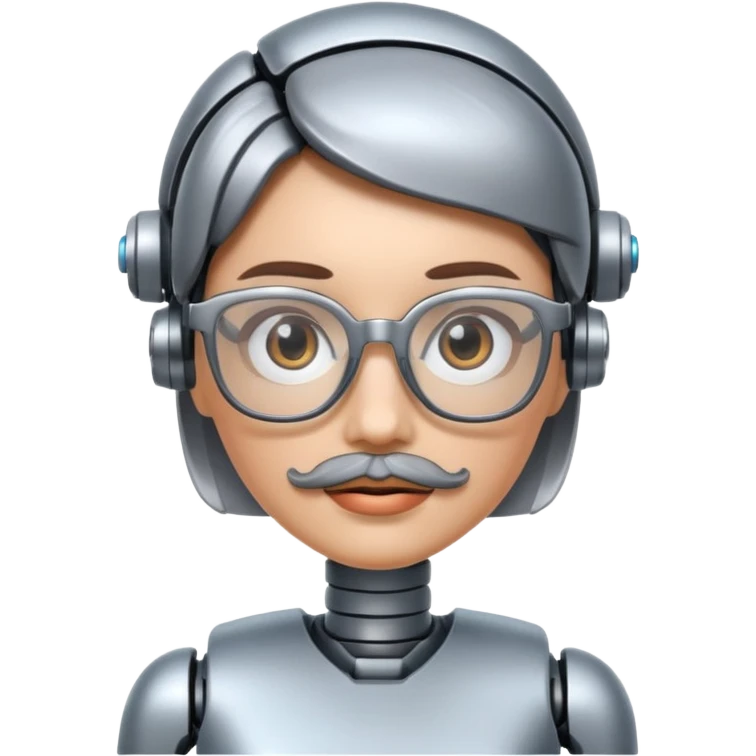 robotic woman with glasses mustache  emoji