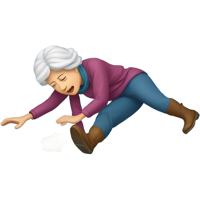 Older women falling on ice emoji