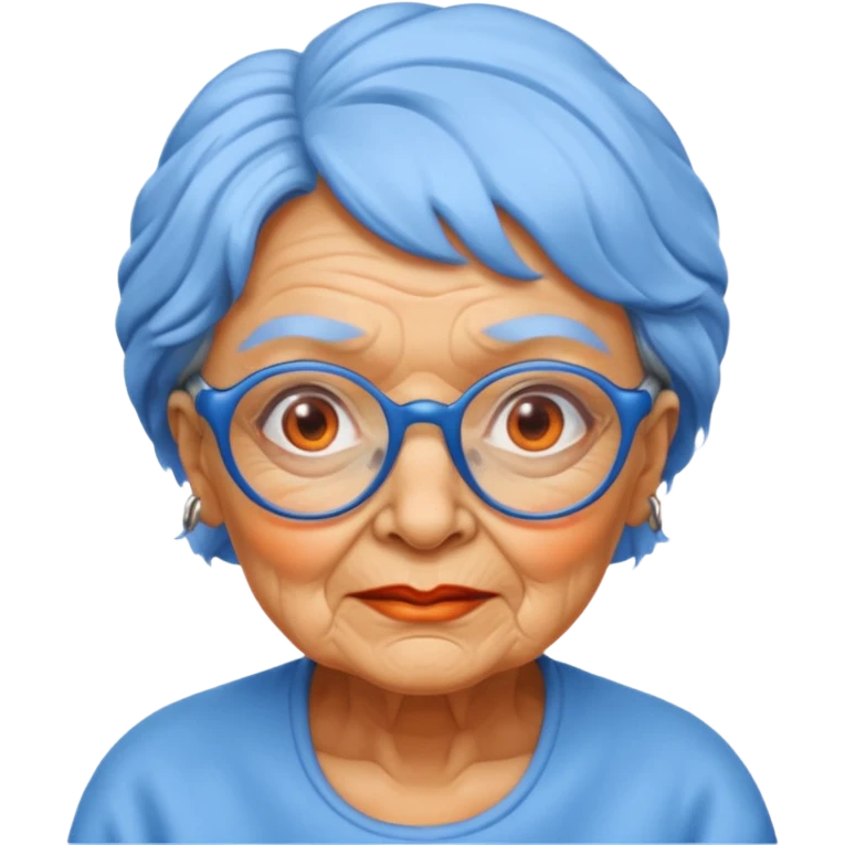 blue skinned orange glassed grandma emoji