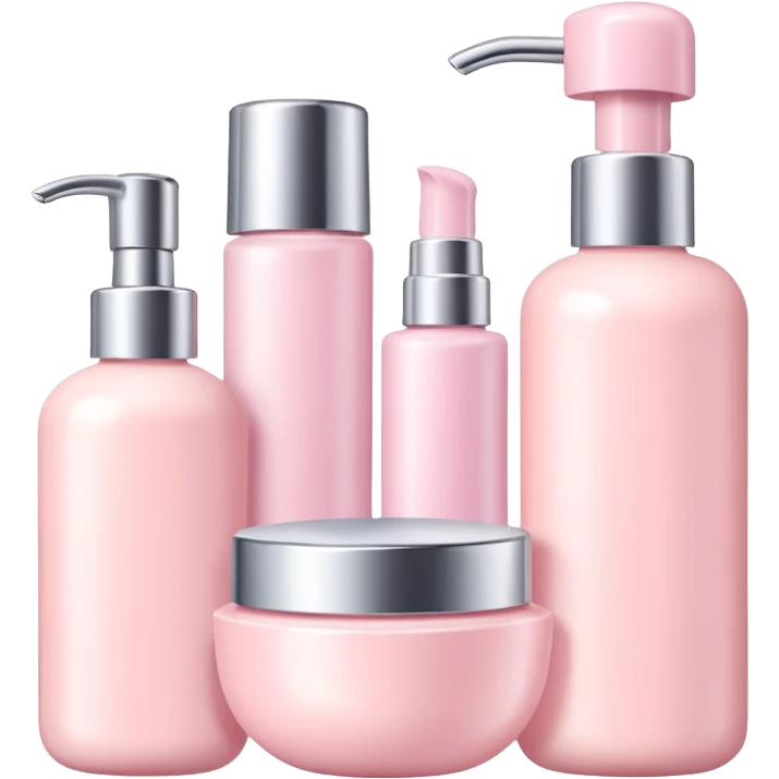 a collection of soft and pink skincare and bright and the color is not too bright emoji
