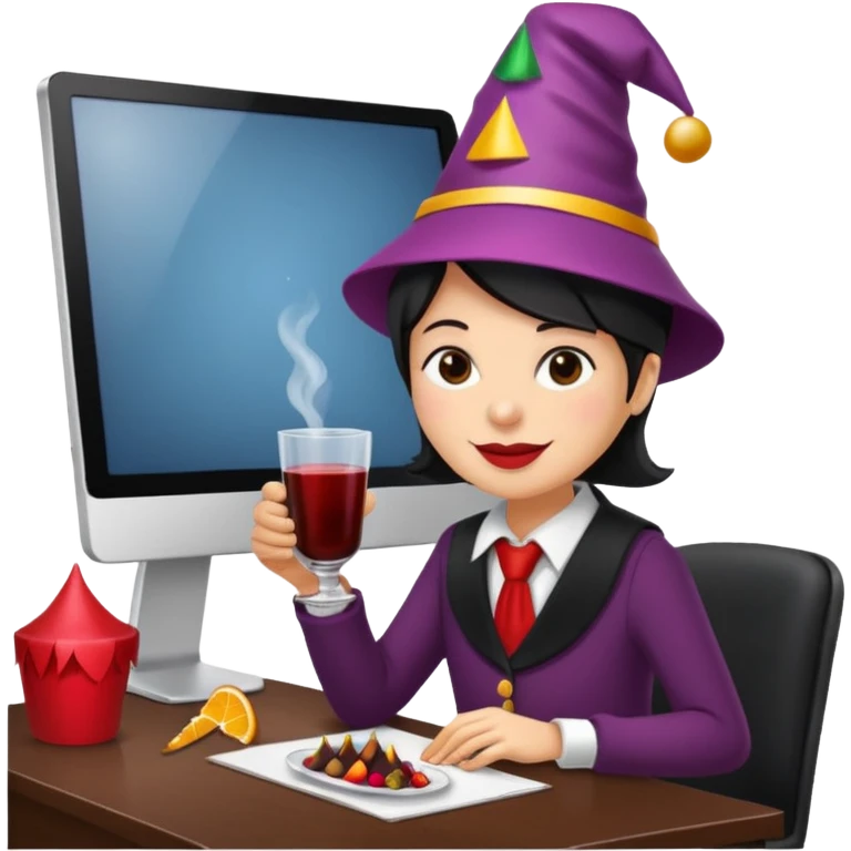 mulled wine party at work desk emoji