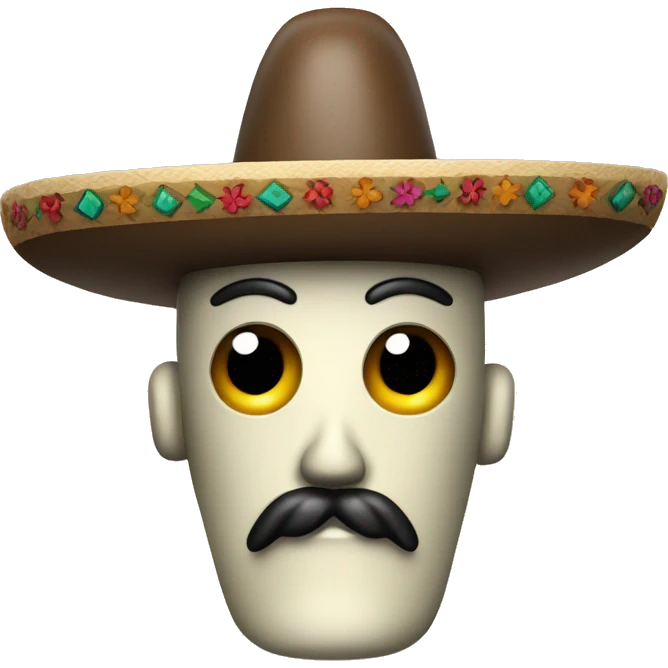 robot with mexican mustache and a mexican hat, only the face emoji