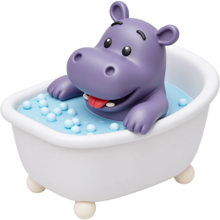 happy hippo with bubbles in bathtub emoji