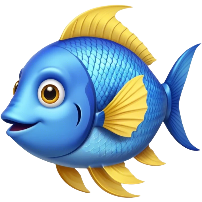 blue happy fish looking right emoji