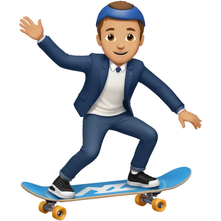 macron riding skate board emoji