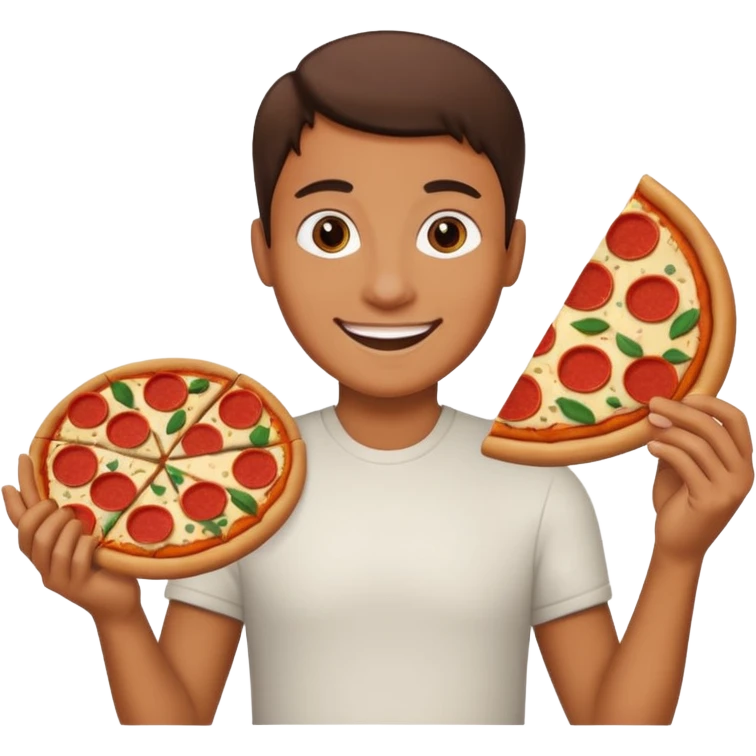 a person holding a pizza emoji