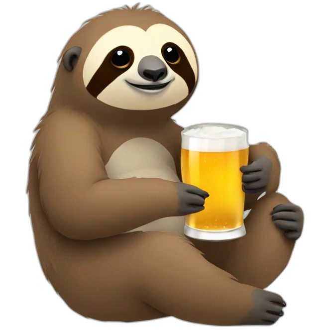 sloth drinking with beer glass emoji