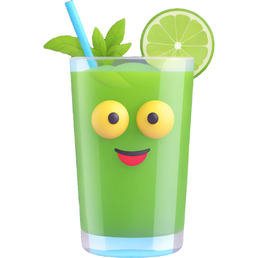 a glass of mojito, 3D emoji style emoji