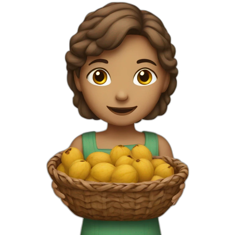 Girl with basket of walnuts emoji