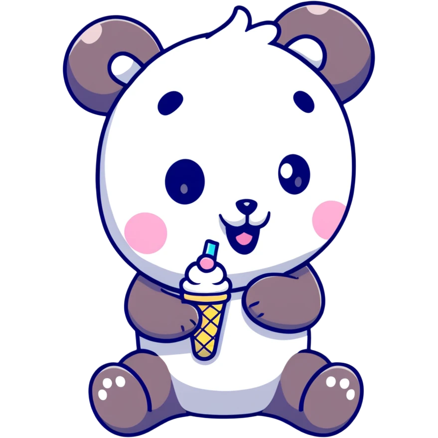 Panda eating ice cream emoji