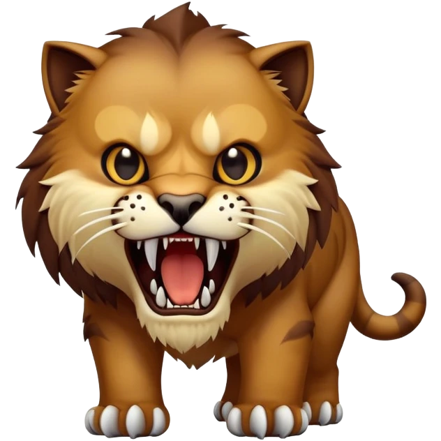 saber-toothed cat with a tiny body and gigantic canine teeth that are ten times larger than its minuscule body, extreme contrast between small body and huge fangs emoji