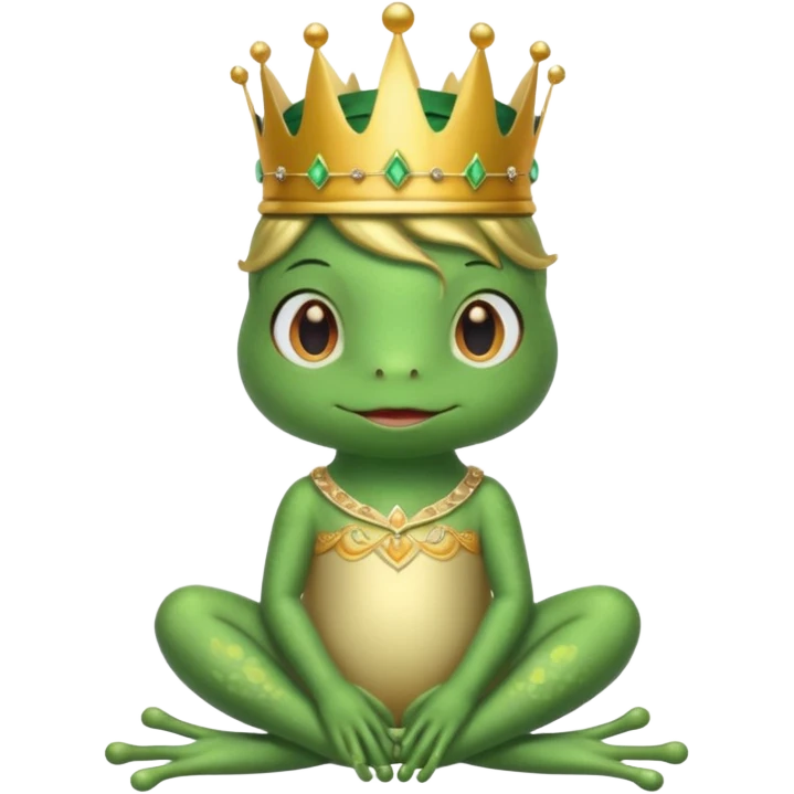 cute frog princess sitting on bed emoji