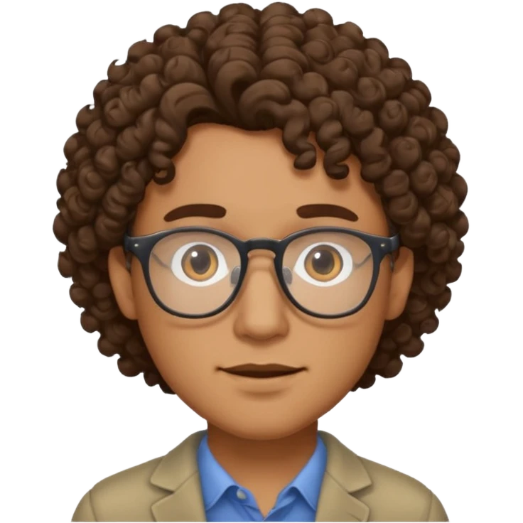 CURLY HAIR GUT WITH GLASSES emoji