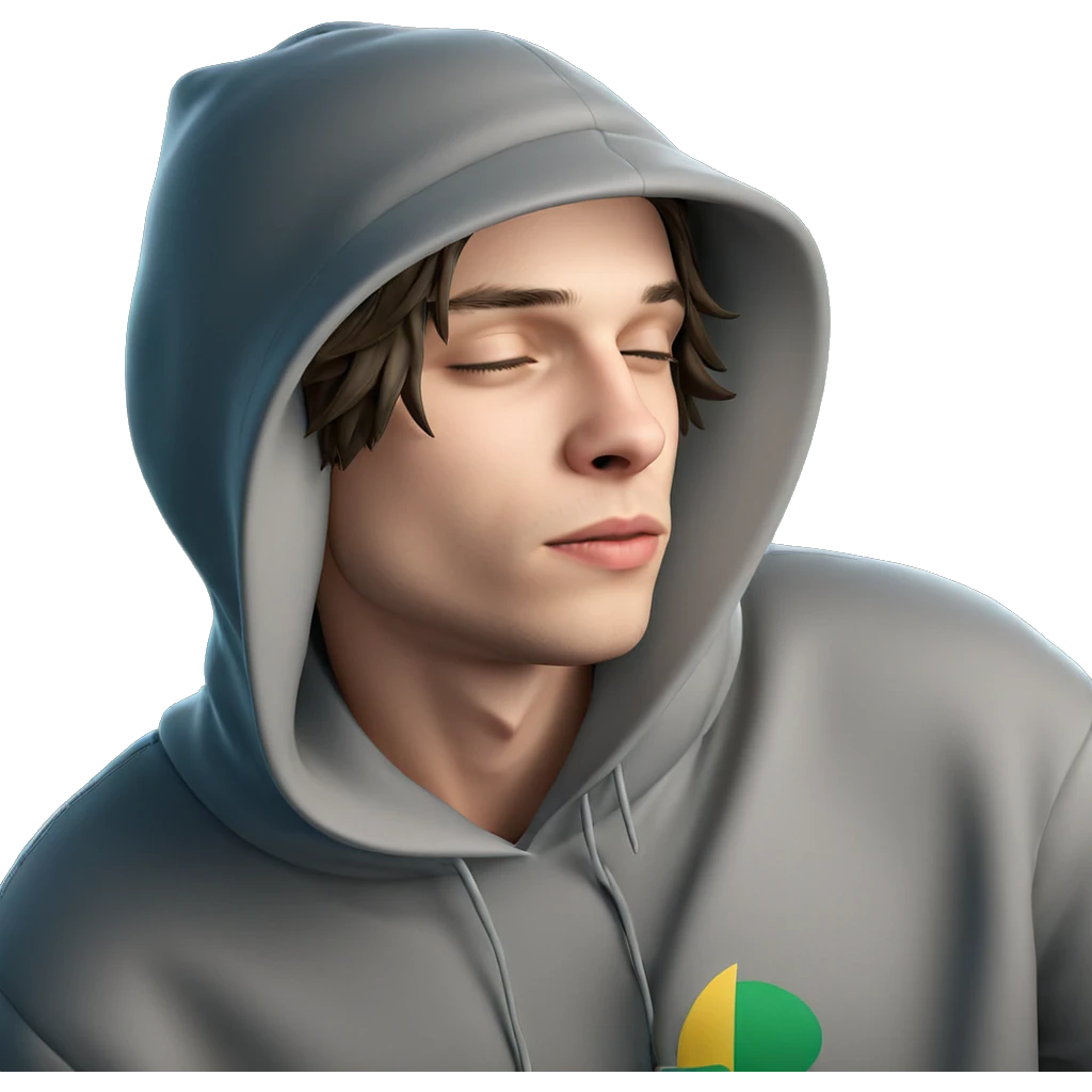 hooded boy with closed eyes emoji