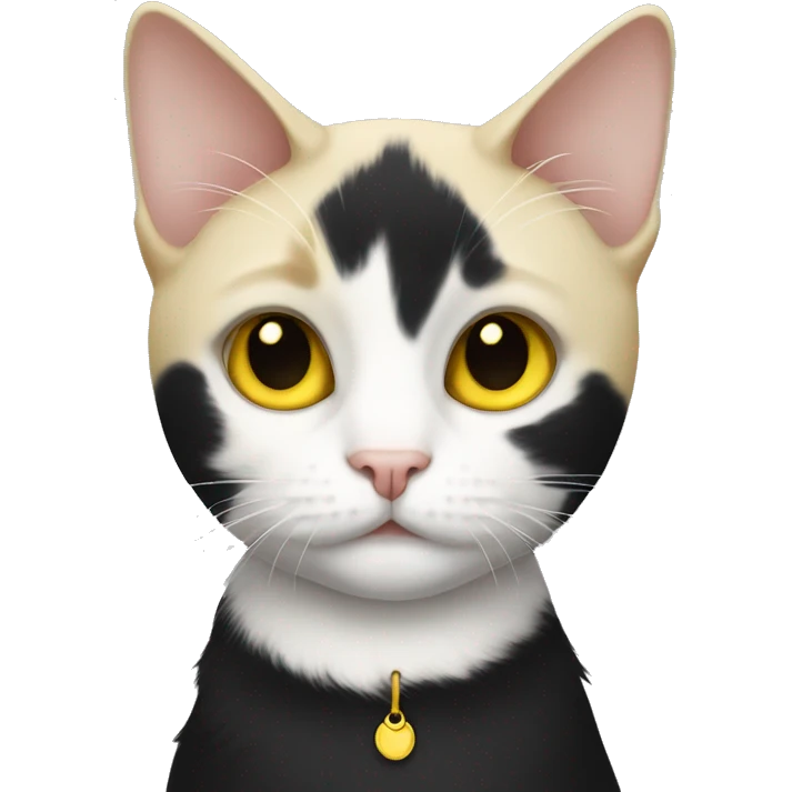 black and white cat with yellow eyes with short haired blonde emoji