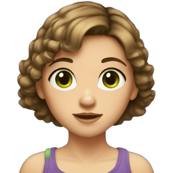 Young girl with short brown hair and green eyes emoji