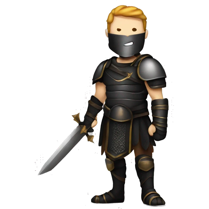 gladiator human in black armor half-body rpg emoji