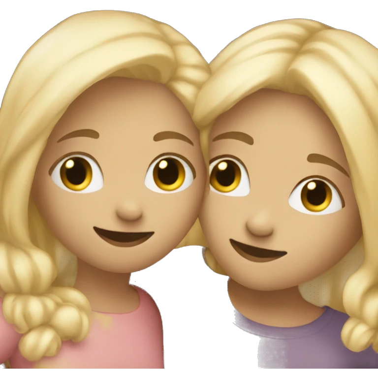 two blond friends hugging each other  emoji