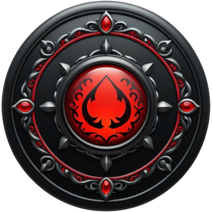 iOS sticker, dark fantasy ring, black metal, red inner glow, minimal emoji