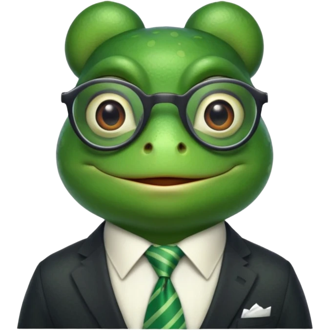 frog with glasses and tie emoji