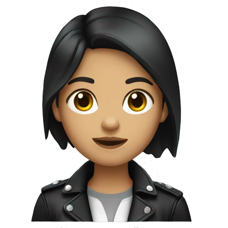 Girl with dark hair and leather jacket  emoji