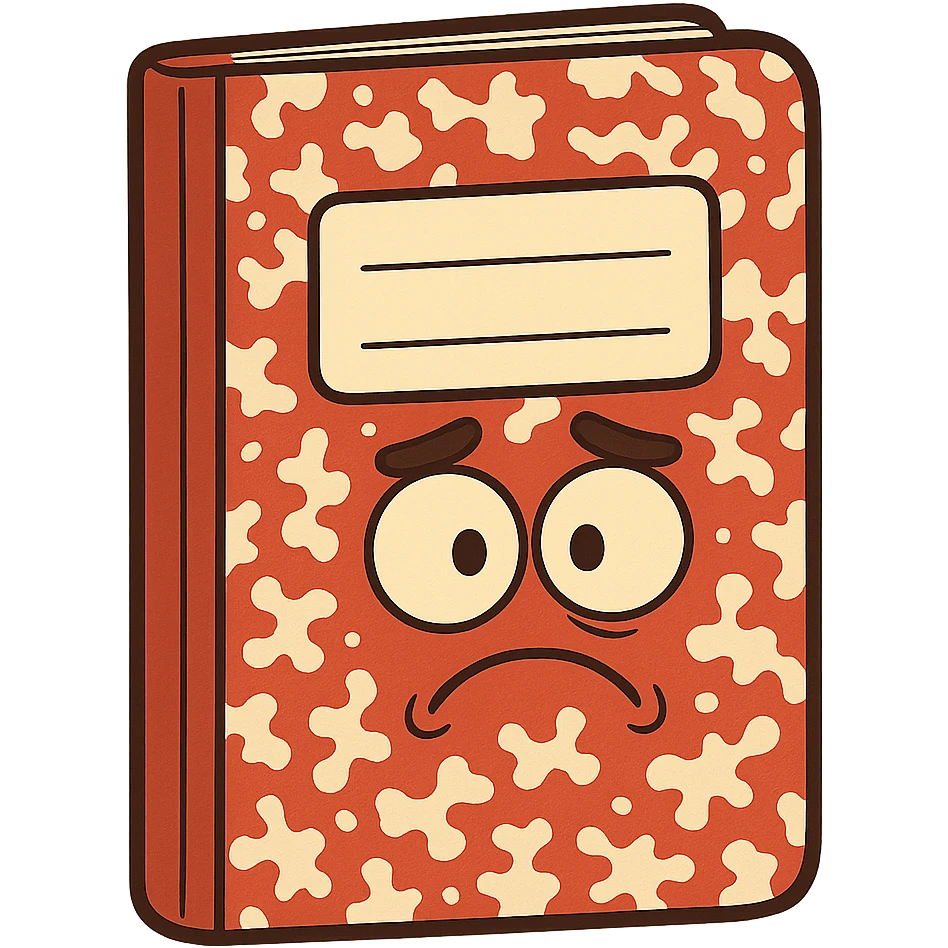 Red and white marbled cover notebook journal cover, blank emoji