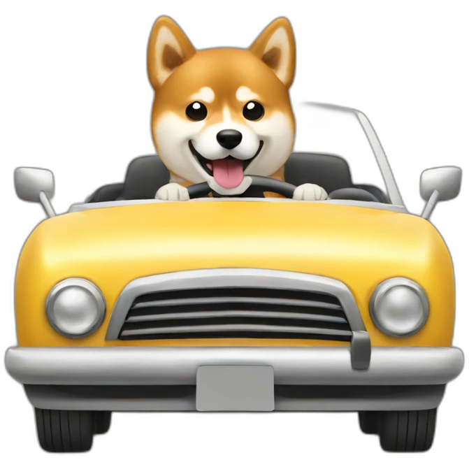 Shiba driving car emoji