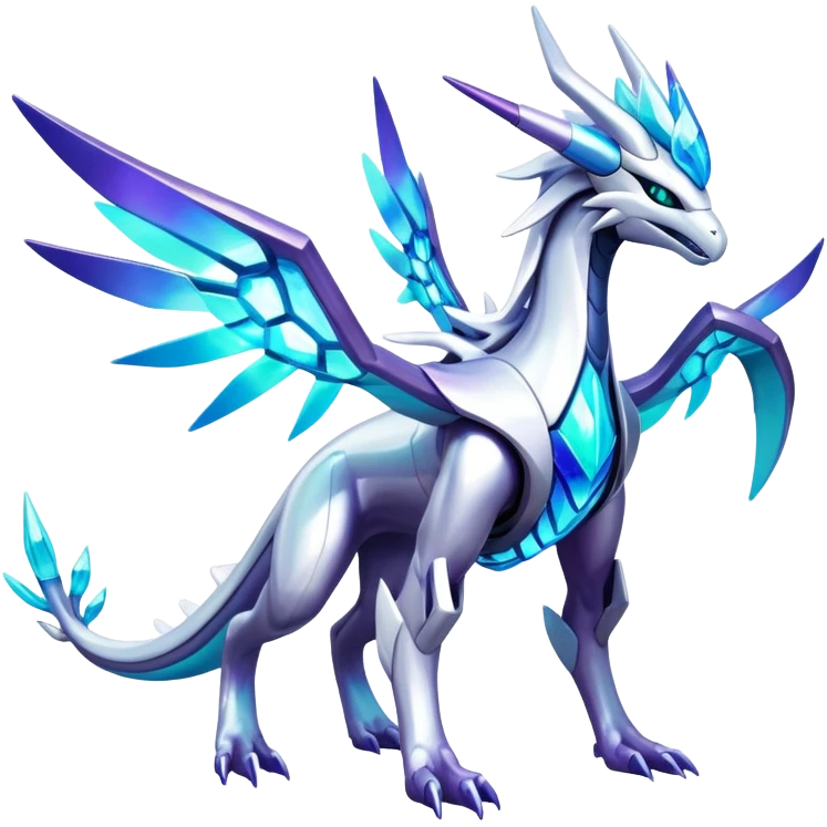 Colorful Futuristic Modern Epic Legendary Shiny Cyber-Suicune-Dialga-Reshiram-Creature, (full body) emoji
