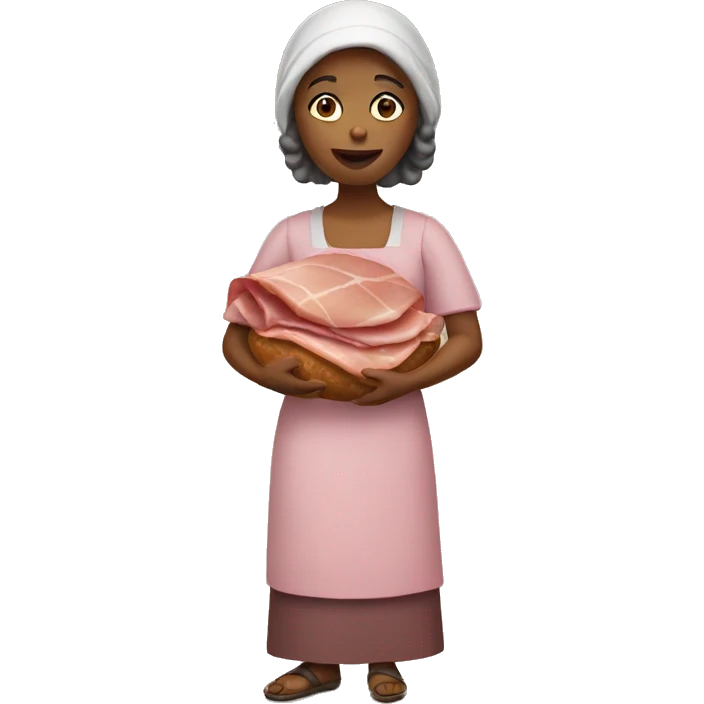 a poor woman with ham in her hands emoji