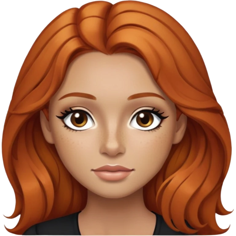 ginger hair, brown eyes, freckled, baddie,pretty, makeup, black eyeliner, long hair emoji