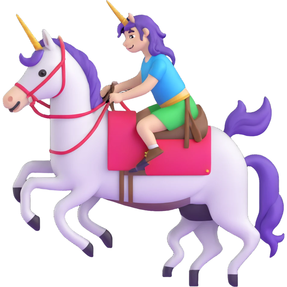 vibrant colored unicorn riding a donkey emoji
