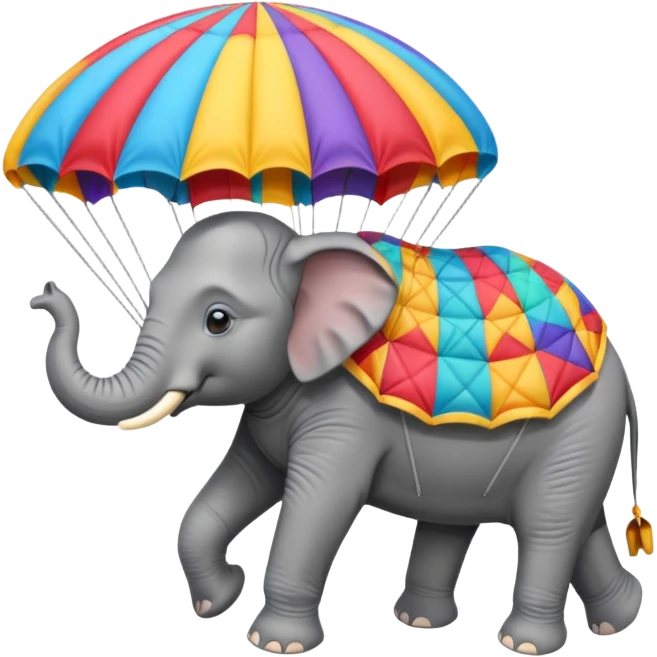 elephant riding parachute emoji