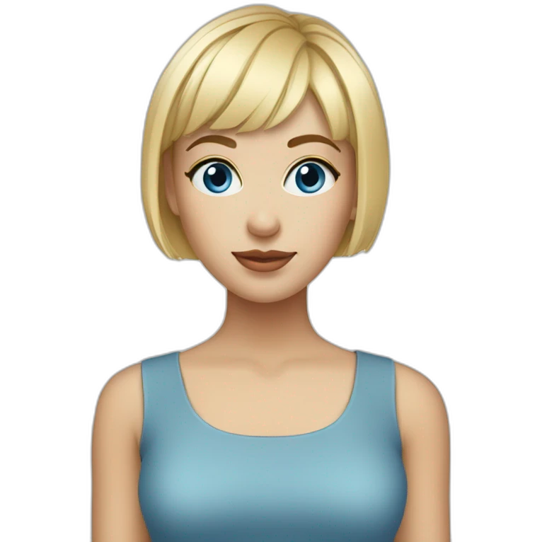 blonde girl with blue eyes and pixie bangs short hair emoji