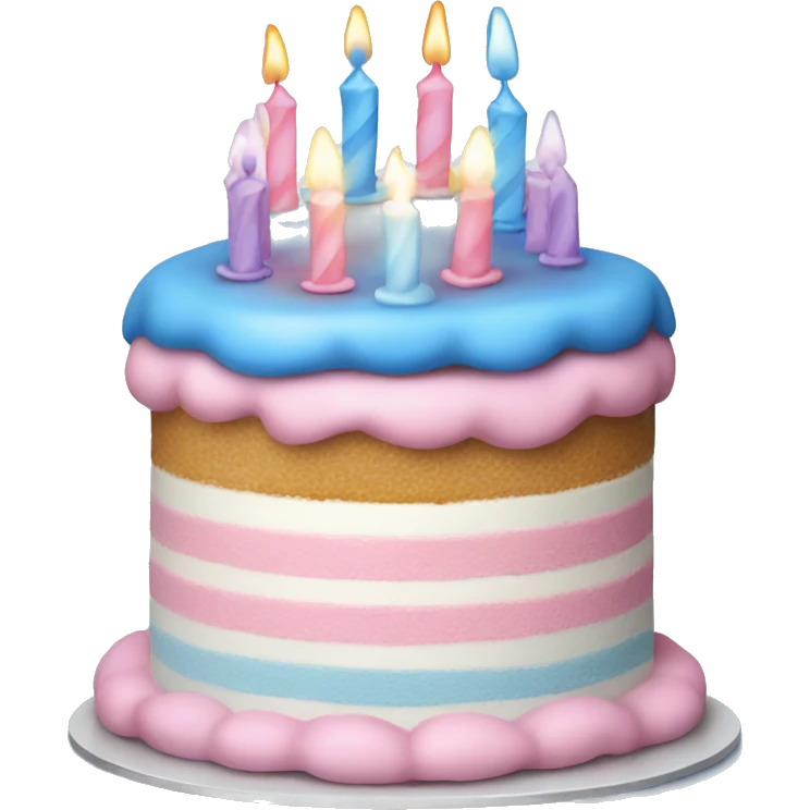 Blue pink and white birthday cake  emoji