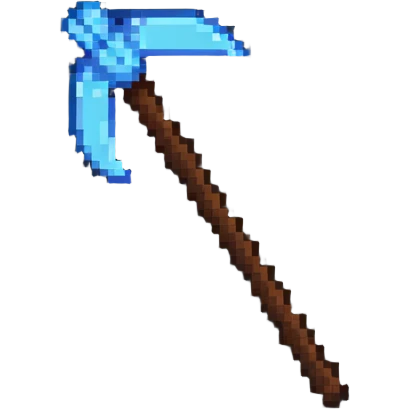blocky minimal square pixel art Minecraft pickaxe, very simple shapes emoji