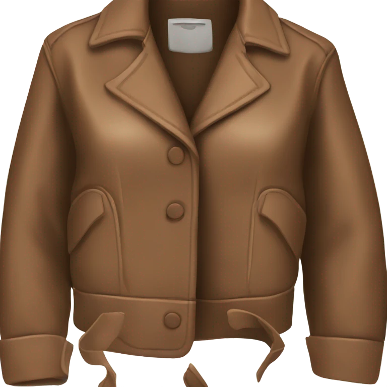 Brown oversize womens open button up leather jacket  emoji