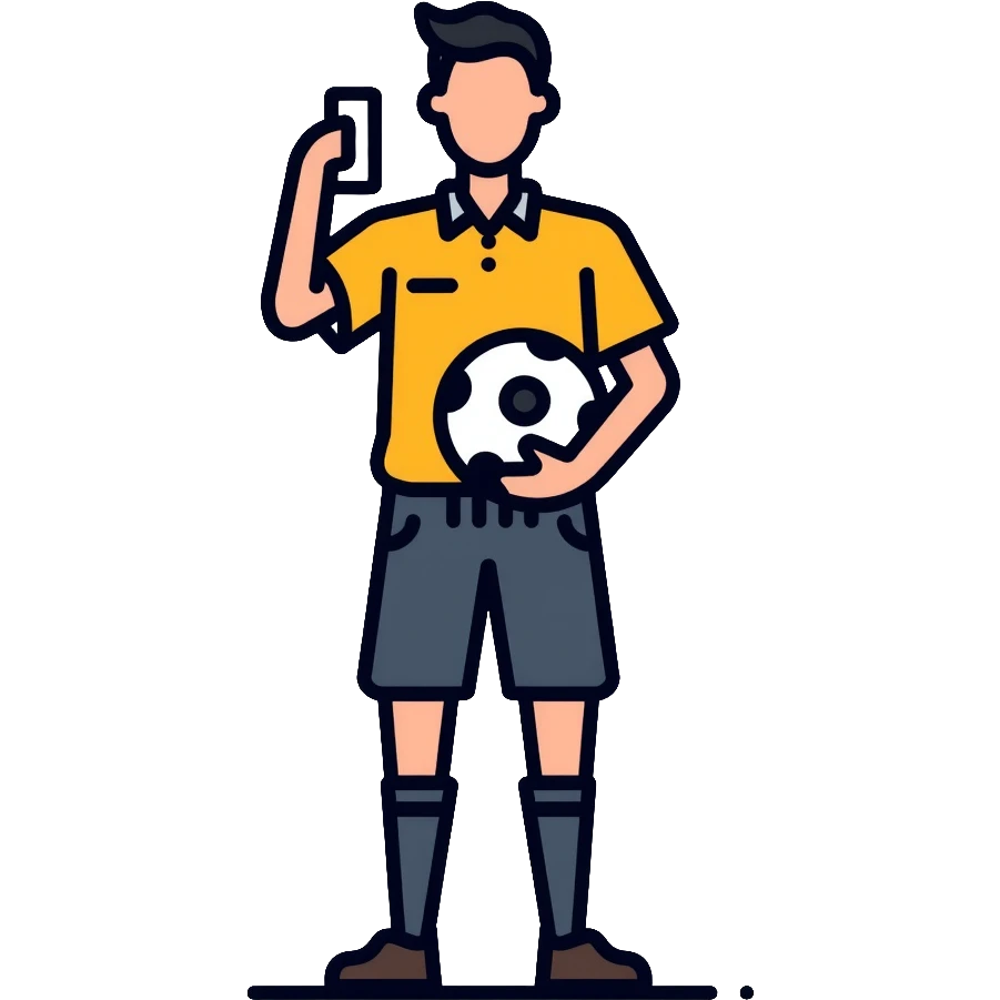 football referee with whistle and card, soccer official emoji