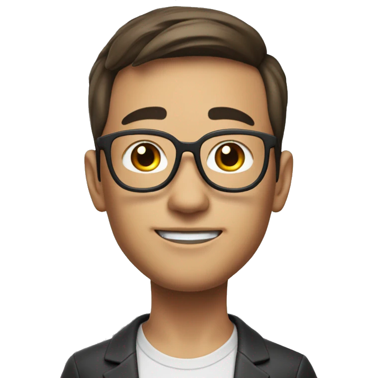 memoji, portrait, asian, glasses smart guy, 25 years old, ceo emoji