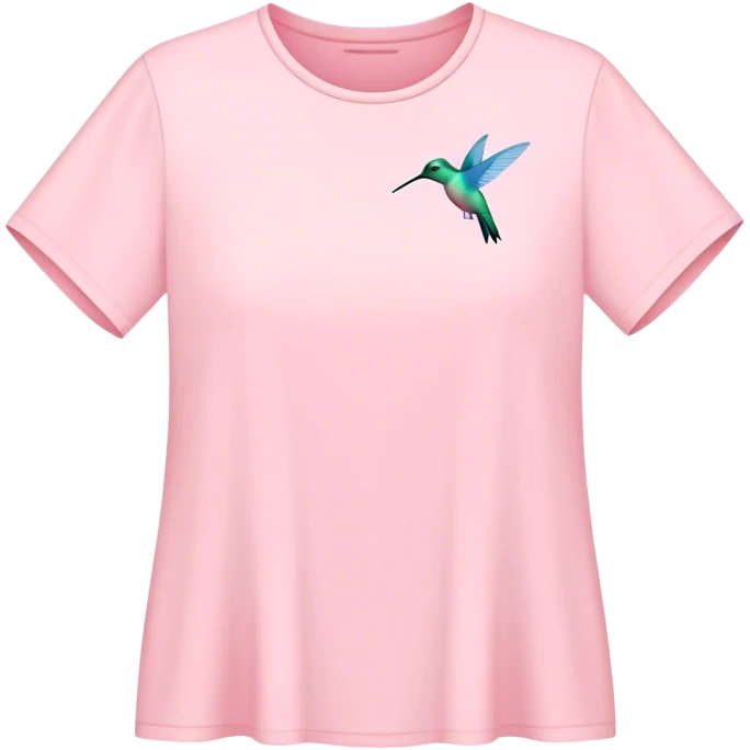 Pale pink quick-dry shirt hem, hummingbird silhouettes fluttering emoji