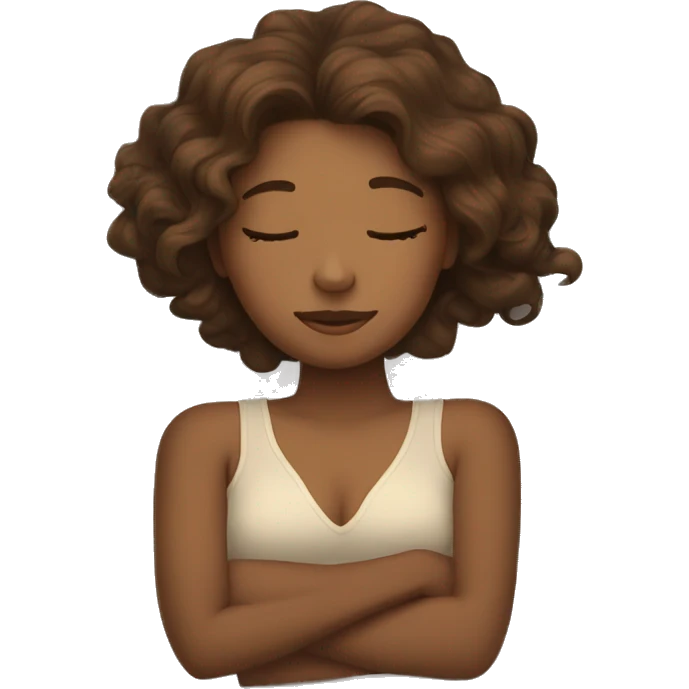 Girl with wavy brown hair sleep in the bed emoji