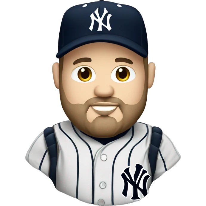 White chubby man with goatee with jersey of the New York Yankees  emoji