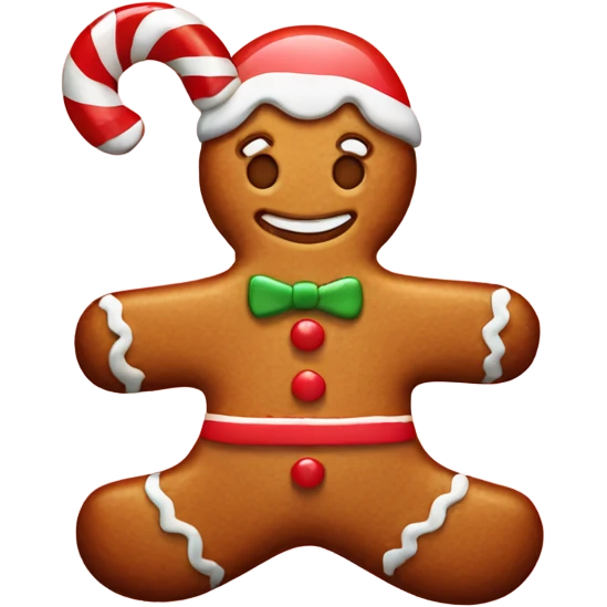Gingerbread with candy cane emoji