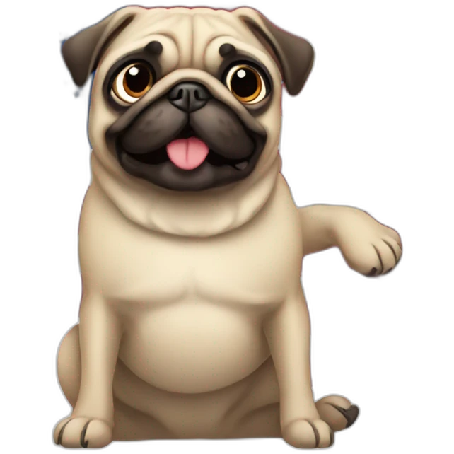 pug waving a big united states flag emoji