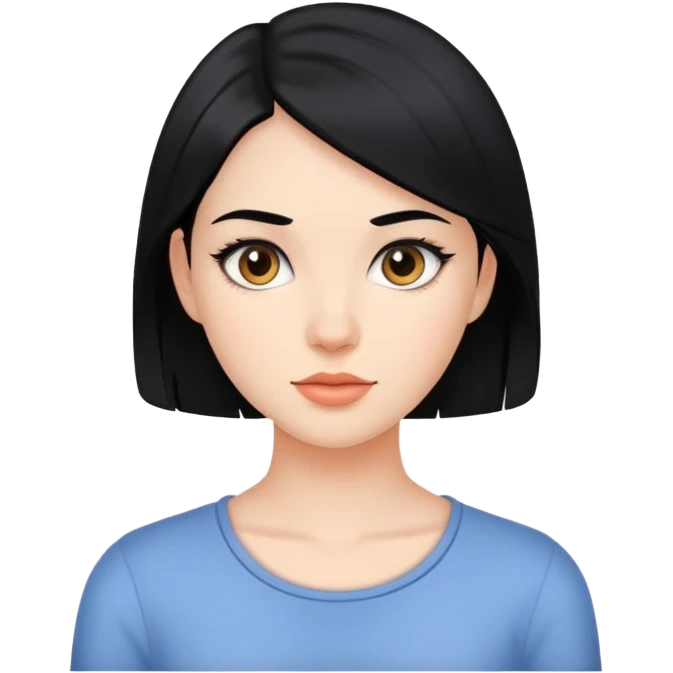 young woman with black hair, 25 years old emoji