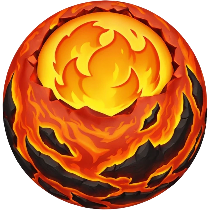 sphere planet, surface covered with lava fire emoji