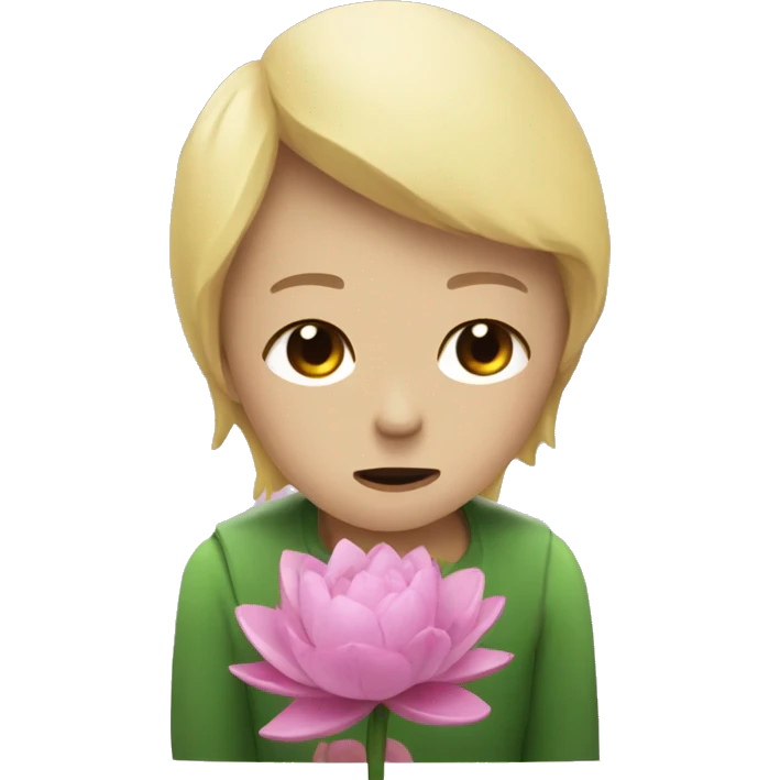 Persona triste con una flor de loto  emoji