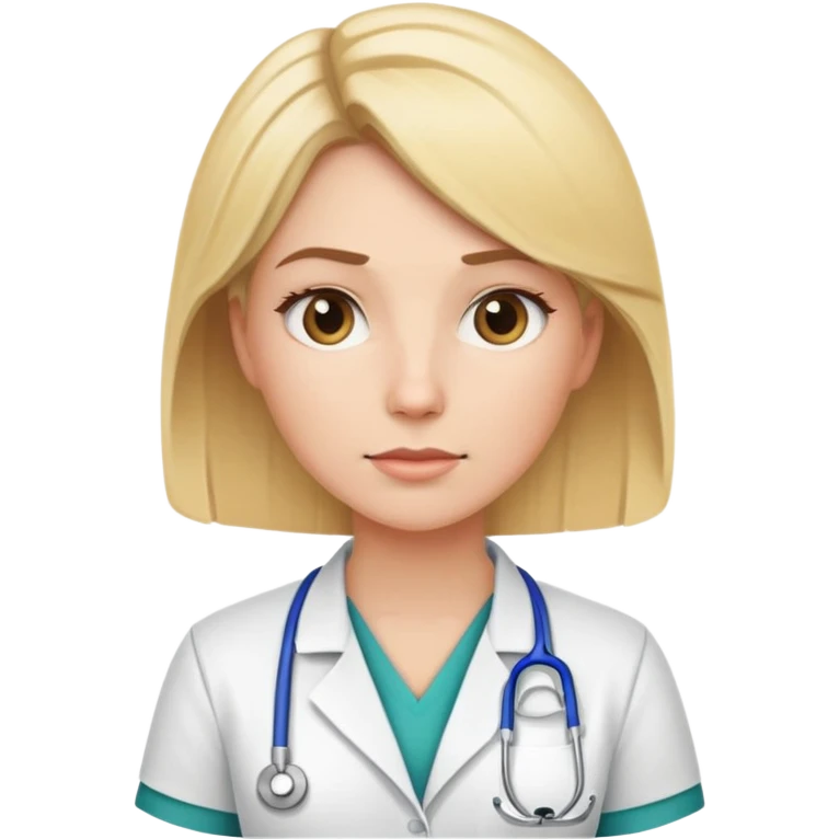 blonde female physical therapist with thoughtful expression, wearing professional medical attire emoji