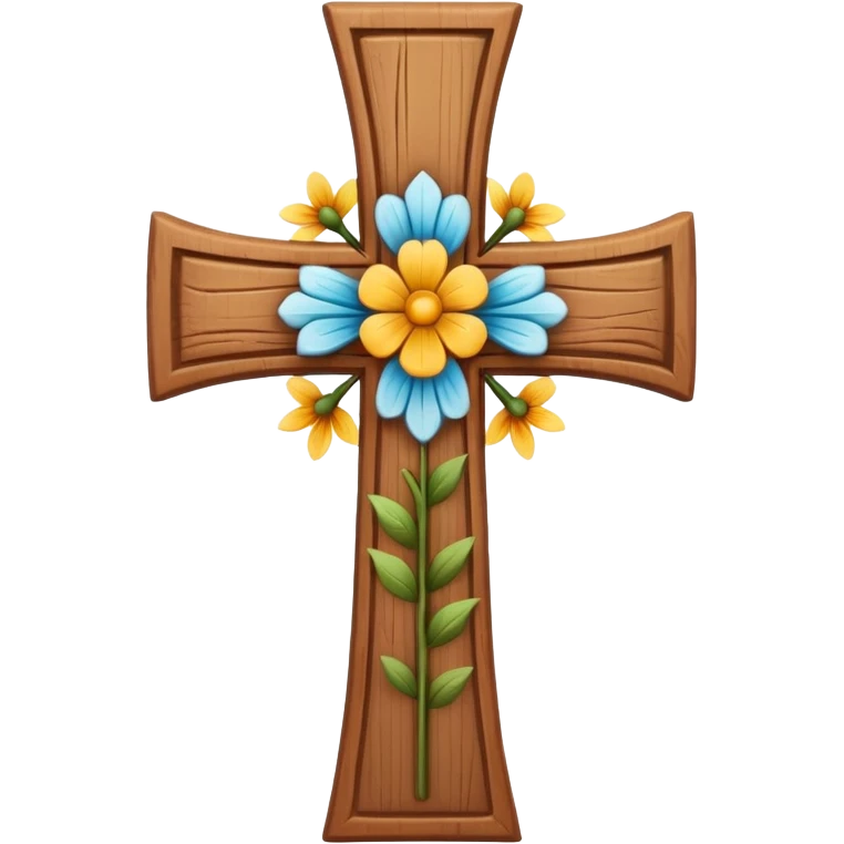 Cute Christian cross with carved flowers on it emoji