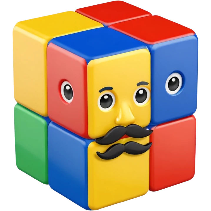 Rubik's Cube with a mustache emoji