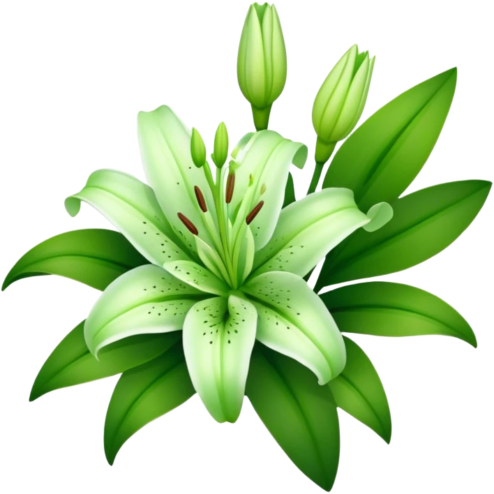bouquet Soft Green Lily, luxuriant, leaf, bud emoji